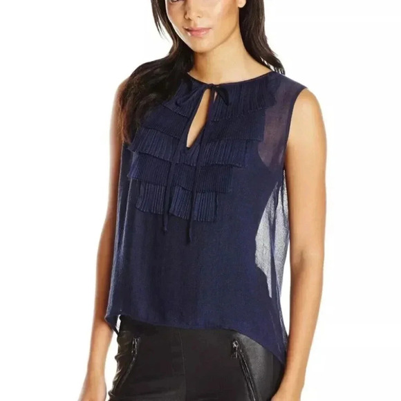 BCBGMAXAZRIA Nettie Sleeveless Ruffle Blouse - Picture 7 of 7